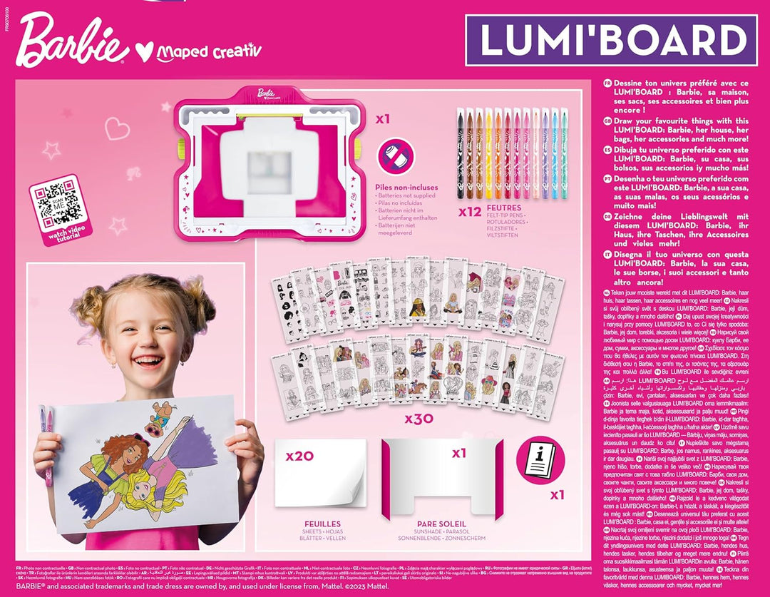 Maped CREATIV - Leuchttisch, Lichttisch, Lichtmaschine LUMI'BOARD BARBIE - mit 250x BARBIE-Motiven a