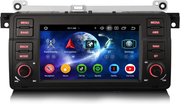 Erisin Android 14 4GB+64GB 8-Kern Autoradio Bluetooth GPS Navigation für BMW 3er M3 E46 318 320 Rove