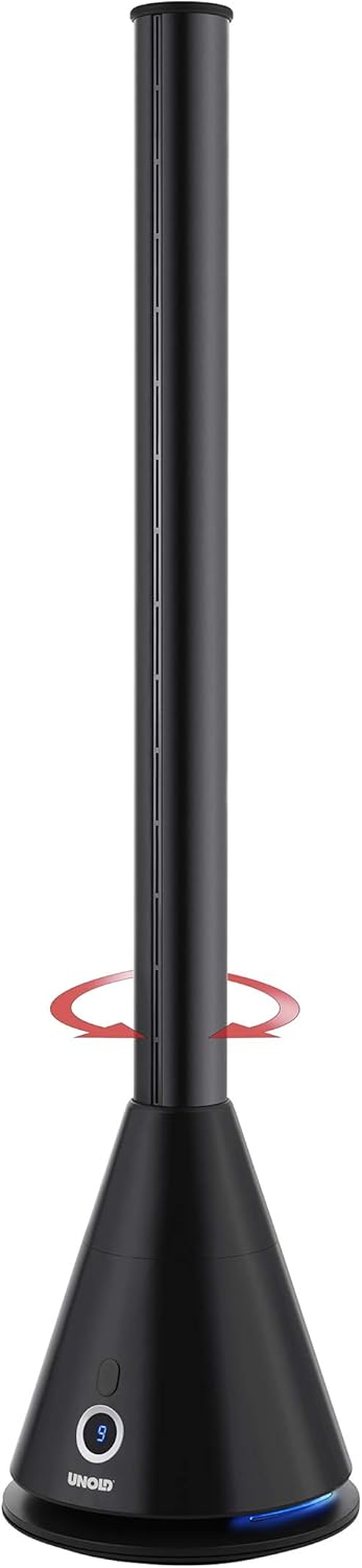 UNOLD 86865 TURMVENTILATOR Black Tower mit 9-stufiger Geschwindigkeitsregelung, zuschaltbarer 90° Os