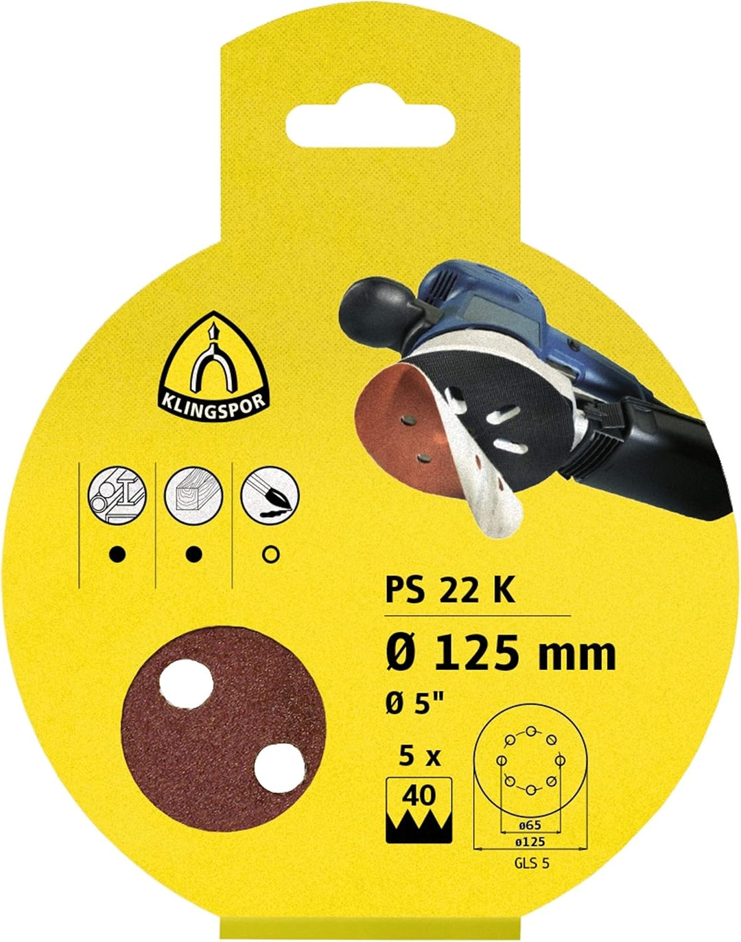 Klingpsor 6525 PS 22 K, Schleifpapier, selbsthaftend Discs⌀1, ⌀150 x S GLS 1, 100, 50, 50 Stück