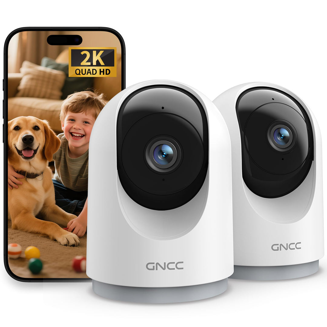 GNCC Überwachungskamera Innen - 2K Kamera Überwachung Innen, 360° WLAN Kamera Indoor mit Nachtsicht,