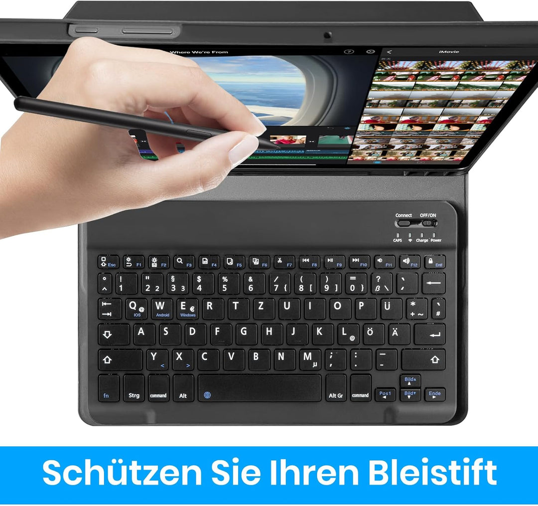 Hülle mit Tastatur für Samsung Galaxy Tab A11+ Plus 2025/ A9+ Plus 11 Zoll 2023, Stossfeste Ultradün