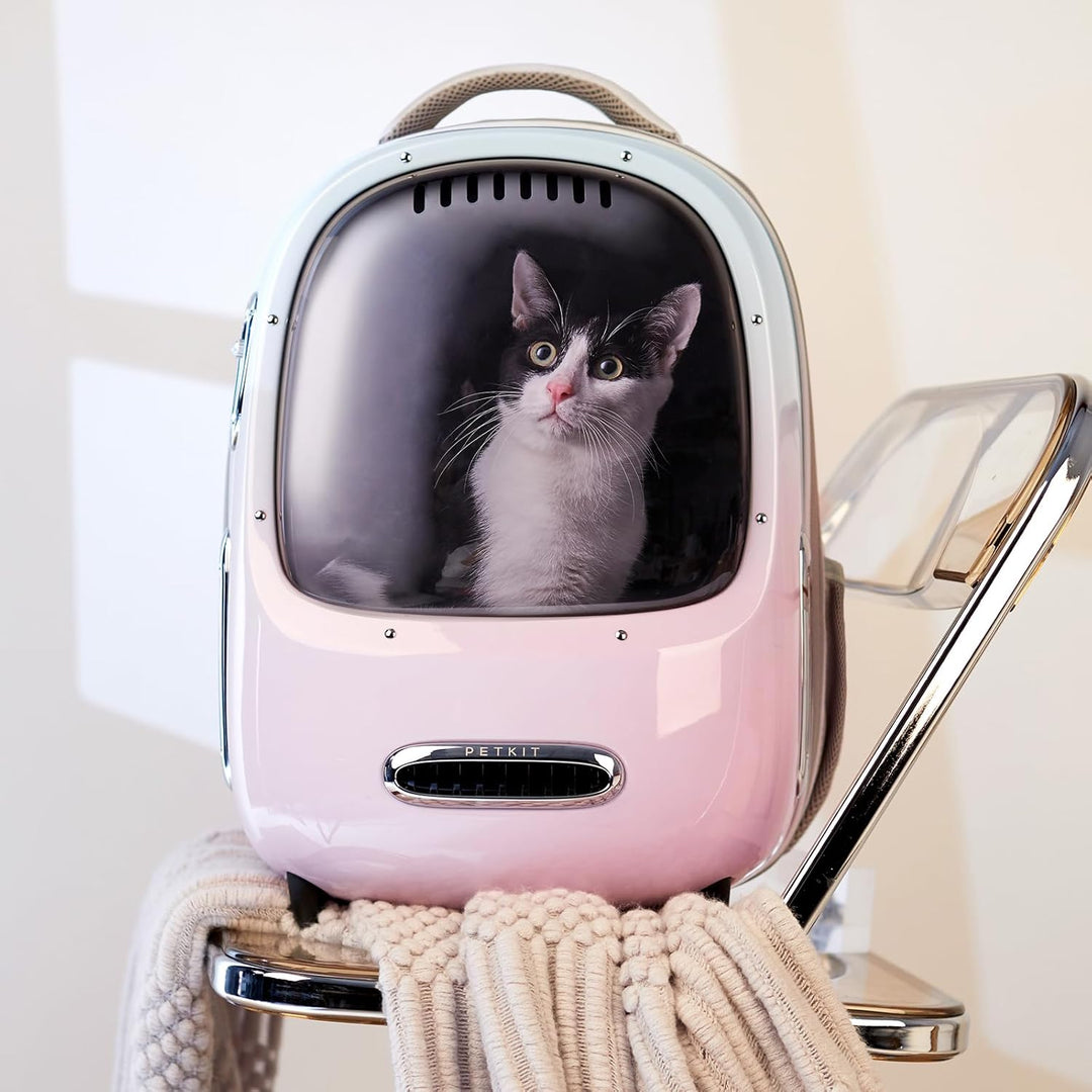 PETKIT Breezy 2 Smart Cat Carrier pink/Blue, belüftete Katzentransporttasche, Transportrucksack mit
