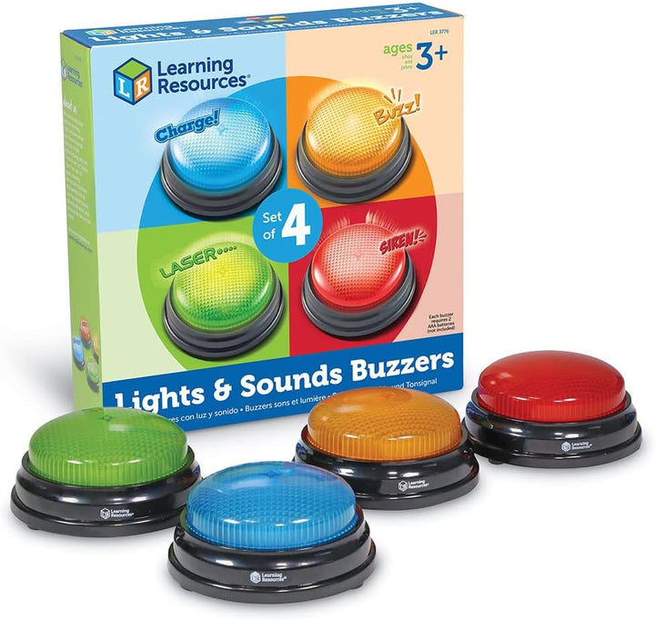 Learning Resources Lichter und Geräusche Summer (4 Stück) & Original Antwort-Buzzer (4 Stück), 19.6