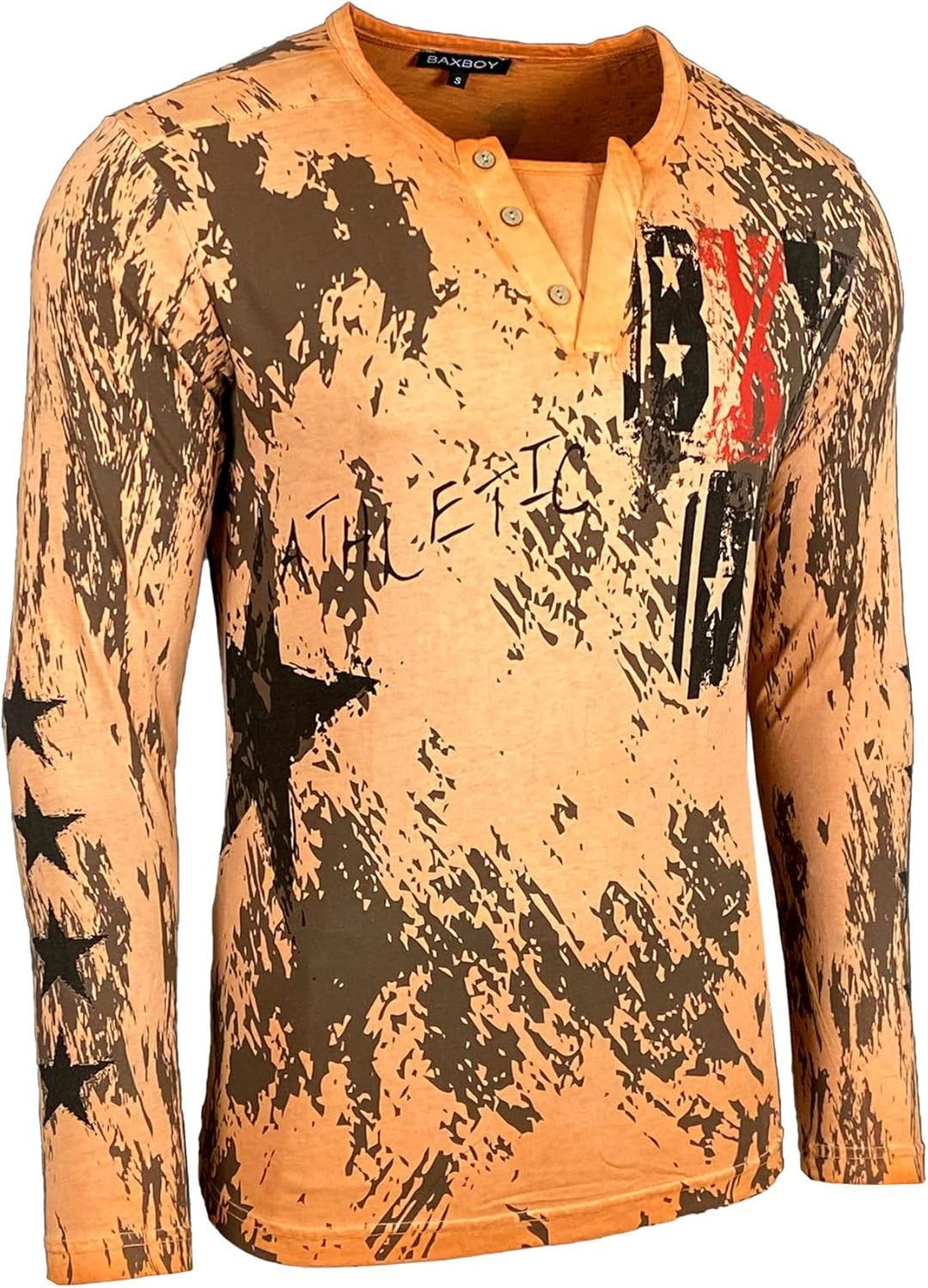 Baxboy Herren Longsleeve T-Shirt Moderner Männer Langarmshirt Langarm Sweatshirt 702 S Orange, S Ora