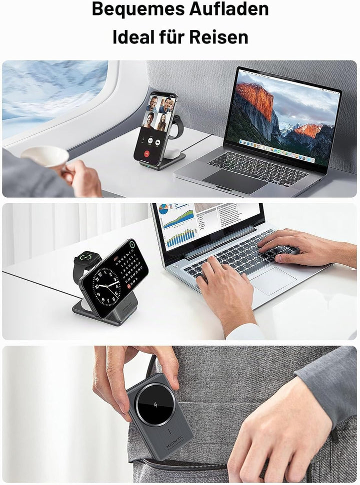 Kabellose Ladestation für Apple Mag Safe Ladegerät 3 in 1 für iPhone Ladegerät 17/16/15/14/13/12 Ser