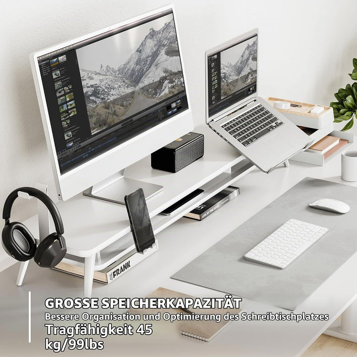 Fenge Dual Monitorständer mit Laptop Halterung/Telefon Halter/Headset Halterung, 2 Etagen Gross Mult