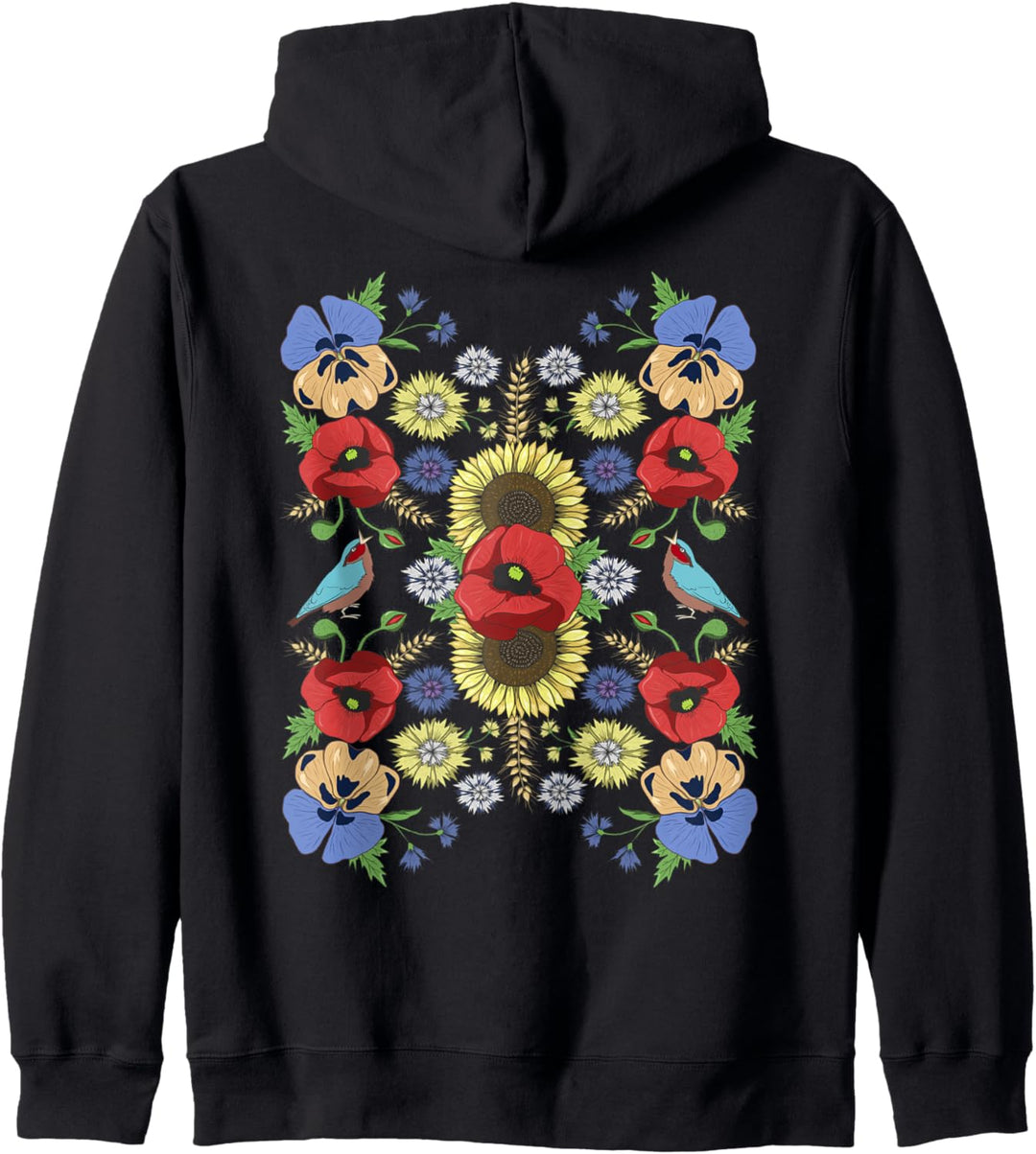 Ukraine Birds & Red Poppies Cute Floral Ukrainische Vyshyvanka Kapuzenjacke
