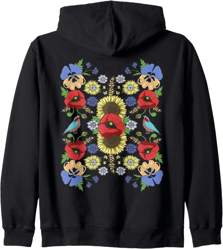 Ukraine Birds & Red Poppies Cute Floral Ukrainische Vyshyvanka Kapuzenjacke