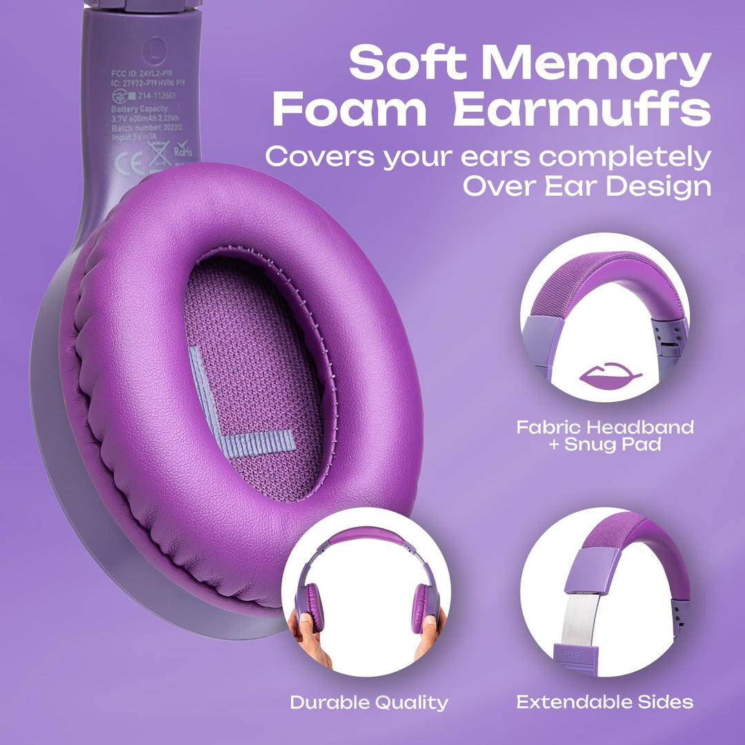 PowerLocus Bluetooth Kopfhörer Over Ear, Kopfhörer Kabellos mit 3-EQ modi, 60std. Spielzeit, Hi-Fi-S