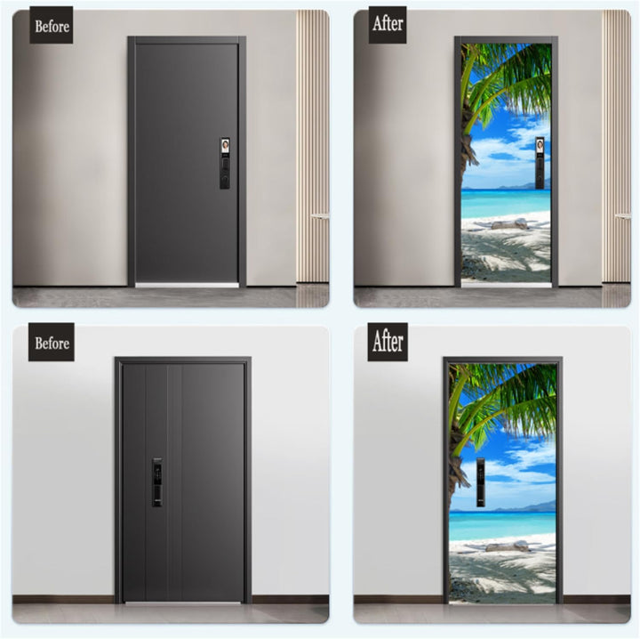 FLFK 3D Strand am Meer Türtapete selbstklebend Türposter Vinyl Entfernbar Türaufkleber Aufkleber Zuh