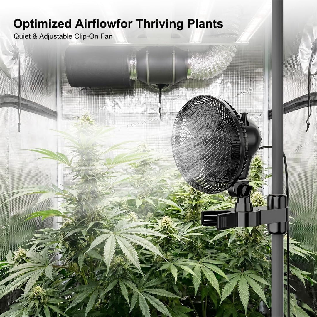 Grow Ventilator Oszillierend mit Clip, 2 Geschwindigkeitsstufen, Grow Clip-Ventilator Klemmbar für g