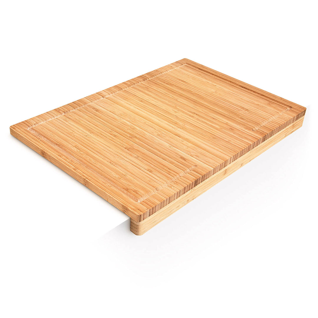 Relaxdays Schneidebrett aus Bambus H x B x T: ca. 5 x 56 x 38 cm Küchenbrett mit Saftrinne und Ansch