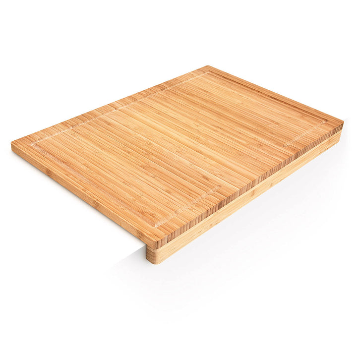 Relaxdays Schneidebrett aus Bambus H x B x T: ca. 5 x 56 x 38 cm Küchenbrett mit Saftrinne und Ansch