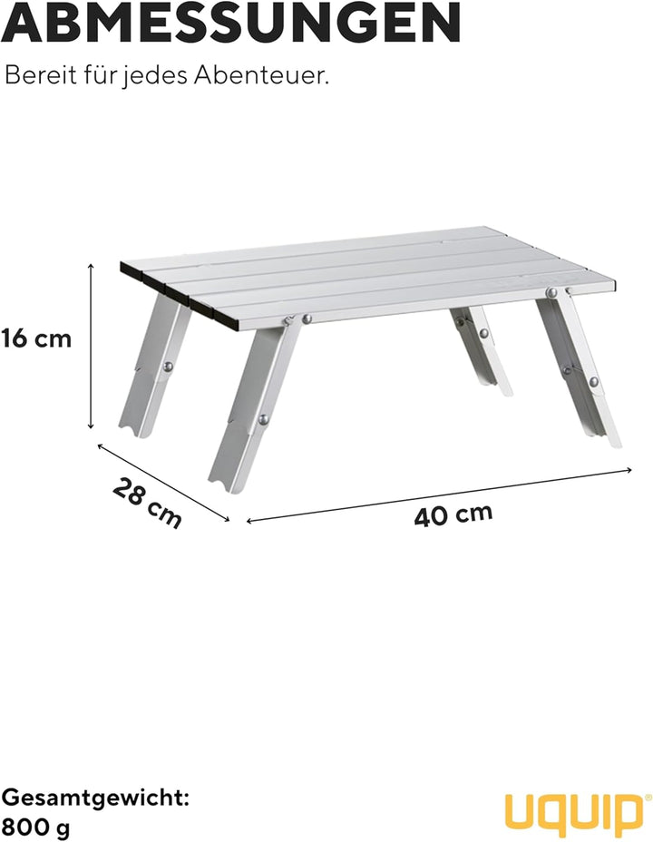 Uquip Campingtisch Handy Mini Camping Angel Tisch Faltbar Verstellbar Leicht Alu