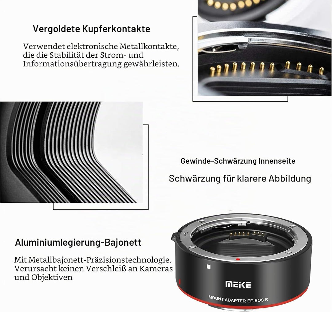 Meike Metall-Objektivadapter EF-EOSR Autofokus Mount Konverter für Canon EF/EF-S Objektiv auf EOS-R