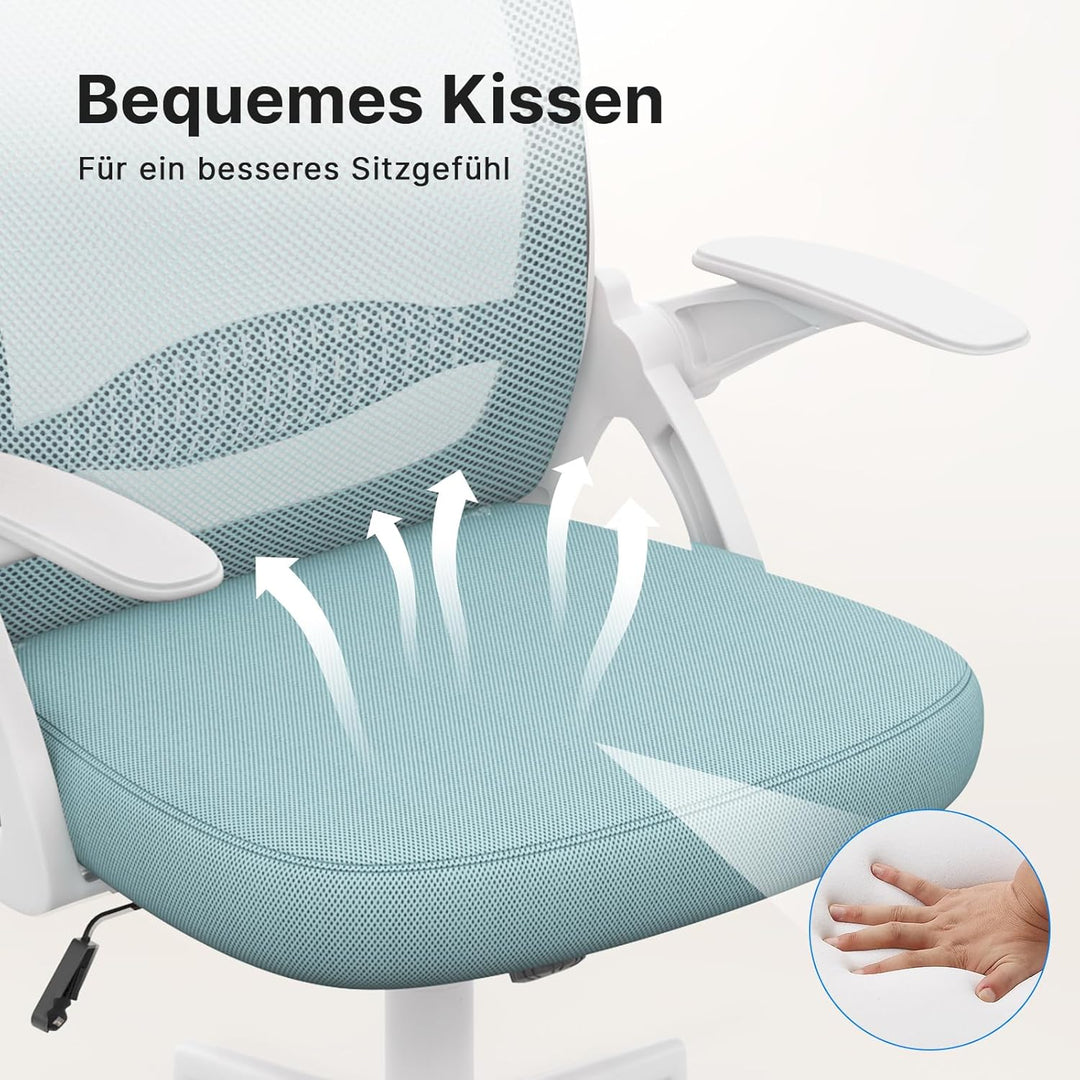 naspaluro Bürostuhl, Ergonomischer Schreibtischstuhl mit Atmungsaktiv Netzbespannung, Hochklappbare