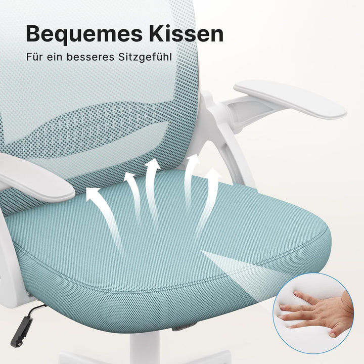 naspaluro Bürostuhl, Ergonomischer Schreibtischstuhl mit Atmungsaktiv Netzbespannung, Hochklappbare