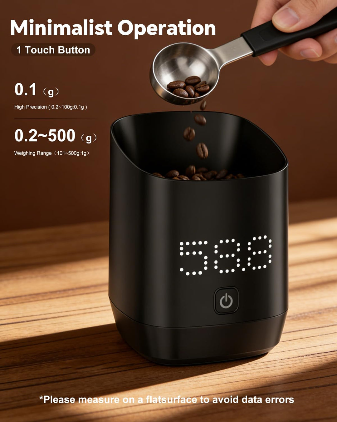 Kaffee Waage, Digital Kaffeewaage för Espresso & Pour-Over, Kaffeewaage mit Timer Barista Zubehör, M