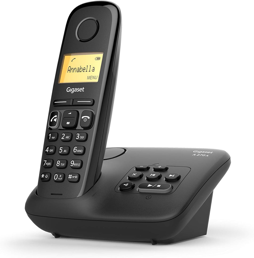 Gigaset A270A – Basic Schnurloses Heimtelefon mit grossem Display, Anrufbeantworter und Freisprechei