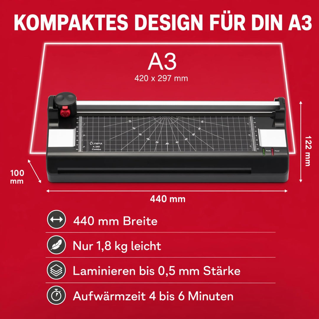 Olympia A340 Combo Laminiergerät Heiss und Kaltlaminierung inkl. Schneidefunktion