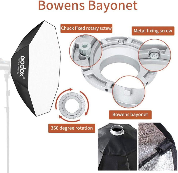 GODOX Softbox 120cm 47in Achteckige Softbox mit Bowens Halterung Softboxen für Blitzgerät Speedlite