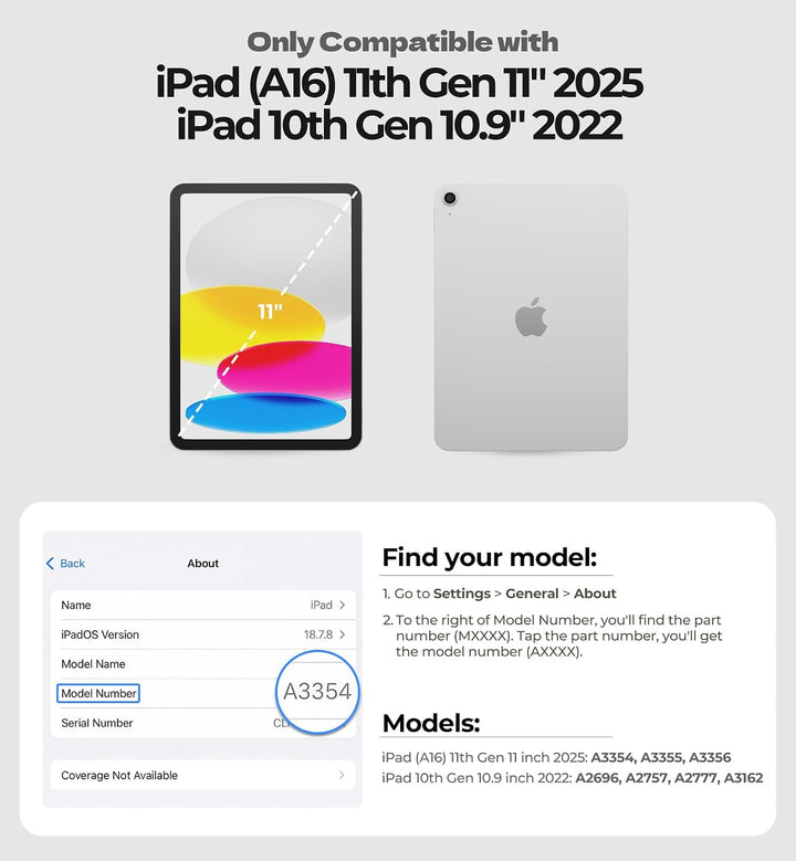 Dexnor Hülle mit Tastatur für iPad A16 11 Generation/10 Generation(11/10.9 Zoll, 2025/2022), Magneti