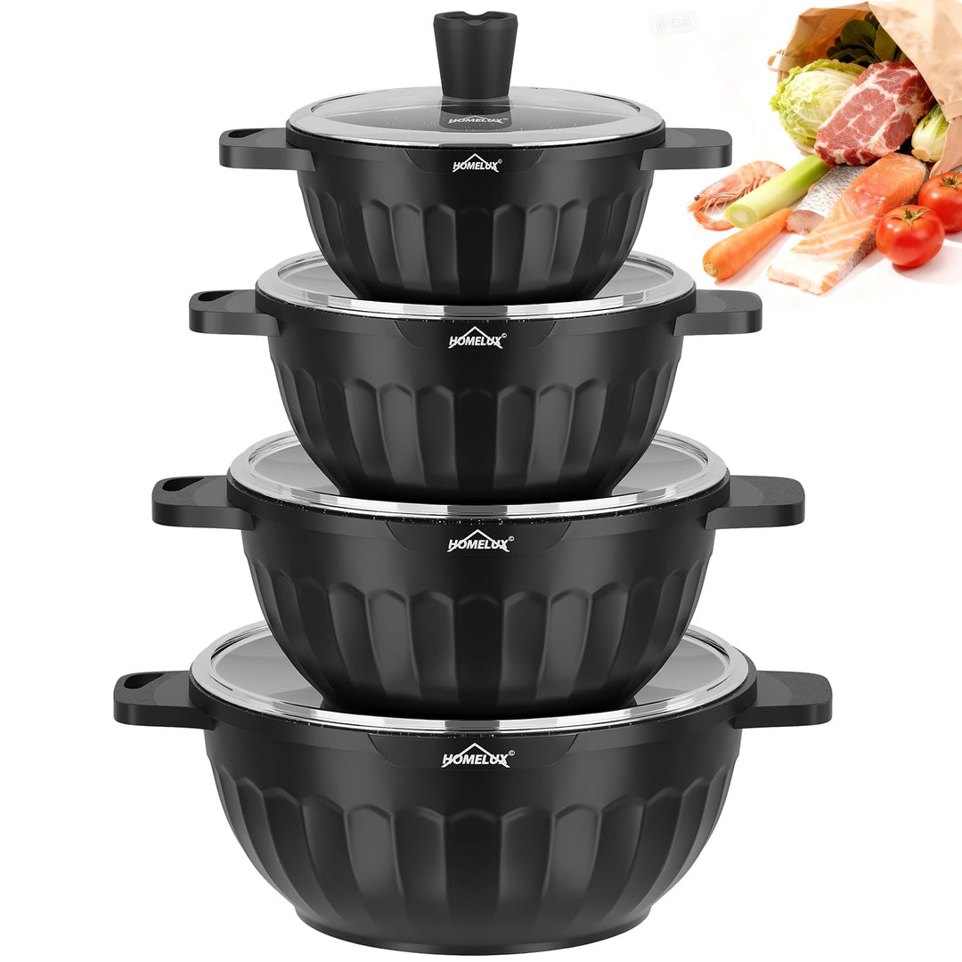 HOMELUX Topfset Induktion 8-teilig, 20/24/28/32cm Kochtopf Set mit Antihaftbeschichtet, Kochtöpfe In