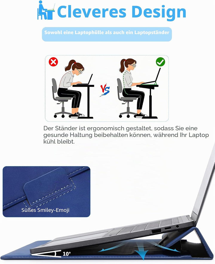 HYZUO 13,3-14 Zoll Laptop Hülle Tasche mit Standfunktion für MacBook Pro 14 M5/M4/M3/M2/M1 2026-2021