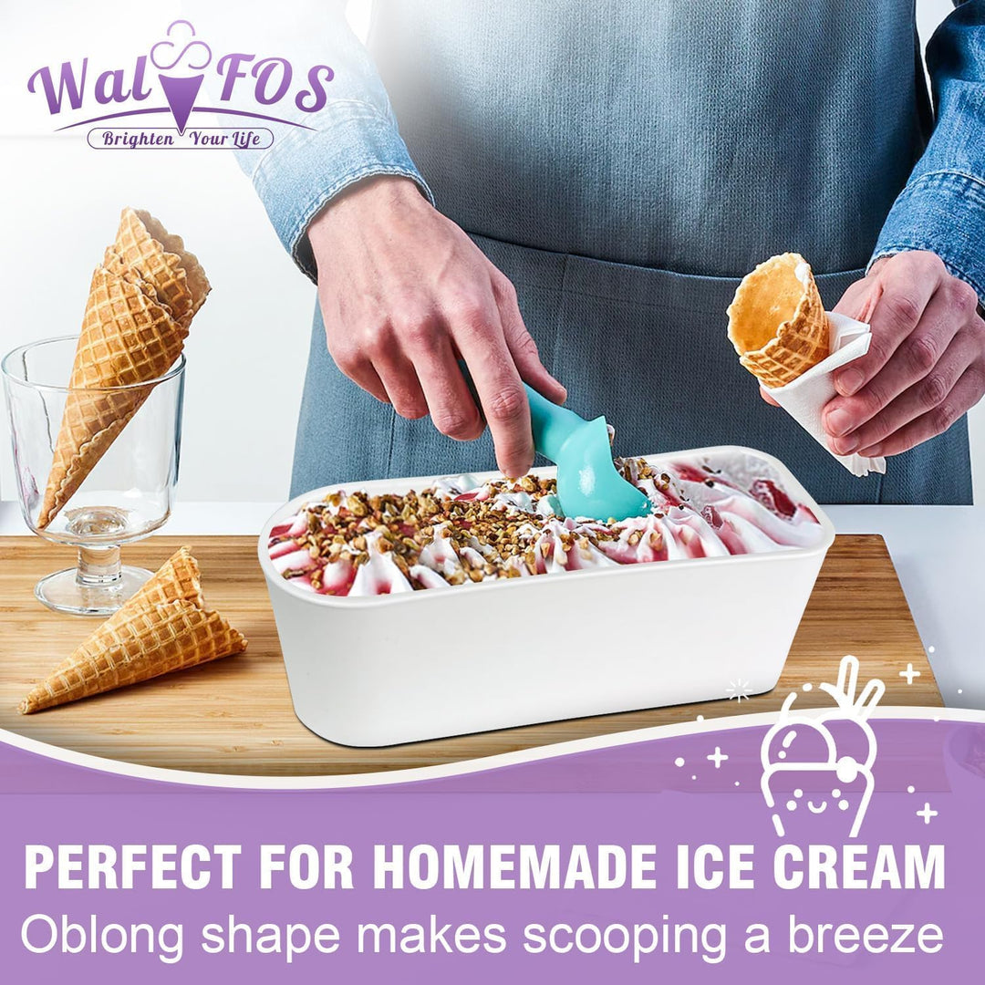 Walfos® Eisbehälter, 2er-Eisbehälterfür Speiseeis, 1.5L Eisbehälter mit Silikon-Deckel, BPA-frei Hau
