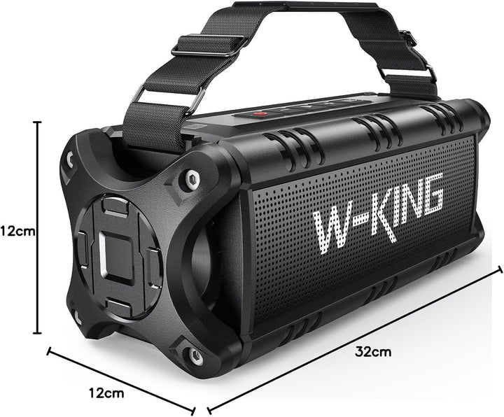 W-KING Bluetooth Lautsprecher, 90W Peak Outdoor Lautsprecher,50W RMS Subwoofer, IPX6 Wasserdicht, Tr