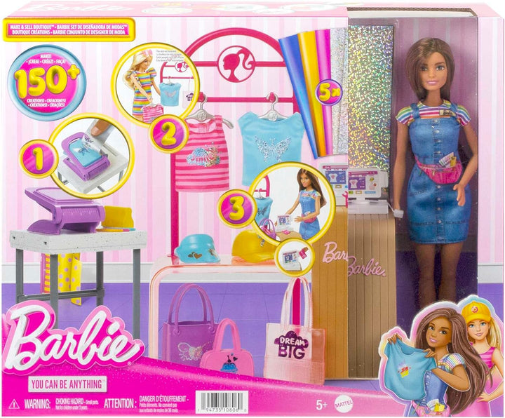 BARBIE Mode-Boutique Spielset - Foliendesigns für Barbie-Puppe, über 150 originelle Looks, inklusive