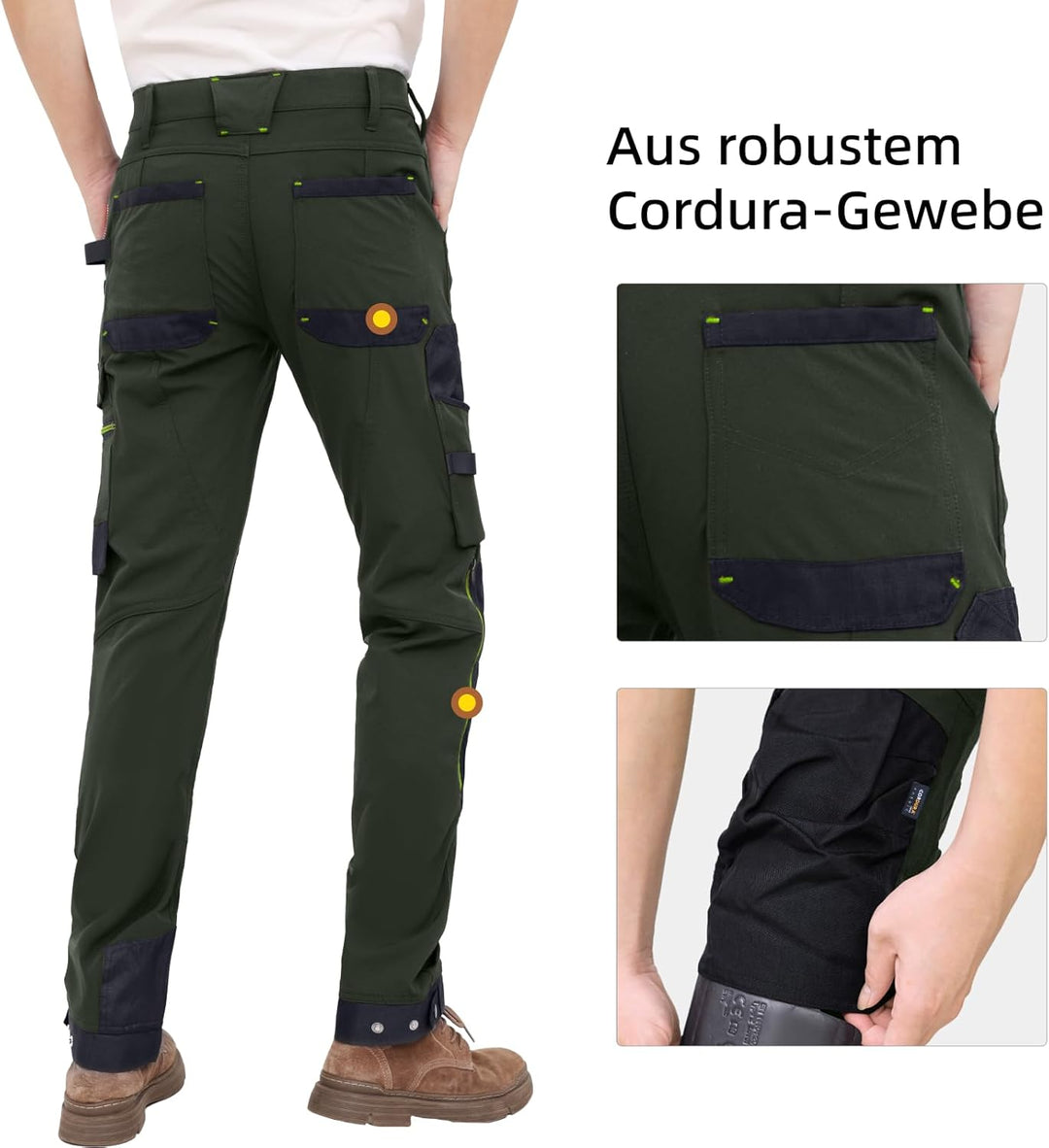 WORK IDEA Herren Slim-Fit Stretch Arbeitshose: Kritische Stoffbereiche aus Cordura – strapazierfähig