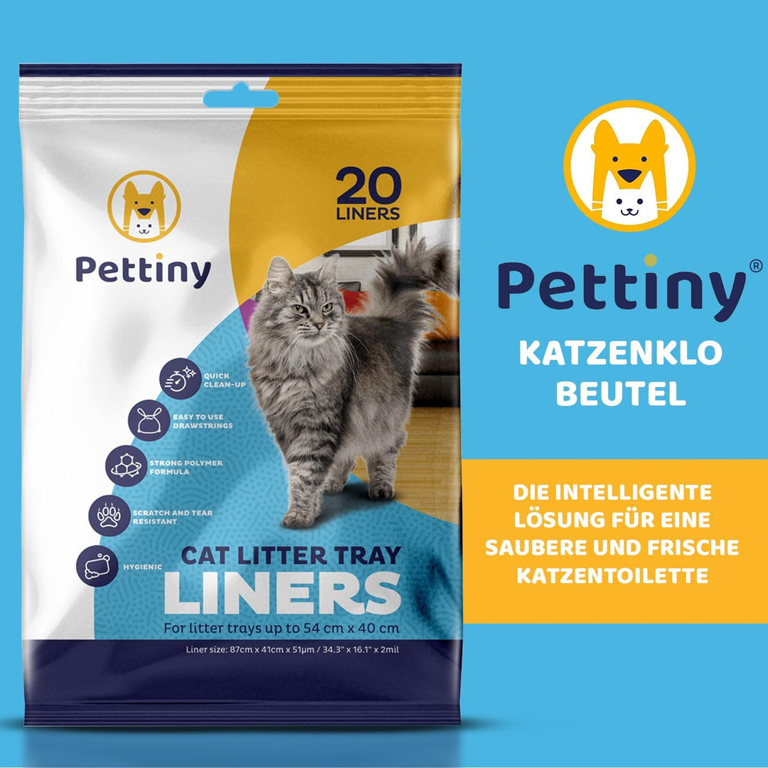 20 Katzentoilettenbeutel mit Zugbändern Kratzfeste Tüten für mittel und gross Katzenklo Original, Or