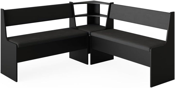 Vicco Esszimmer-Eckbank Roman, Schwarz, 43.5 x 43.5 cm Schwarz Sitzecke, Schwarz Sitzecke