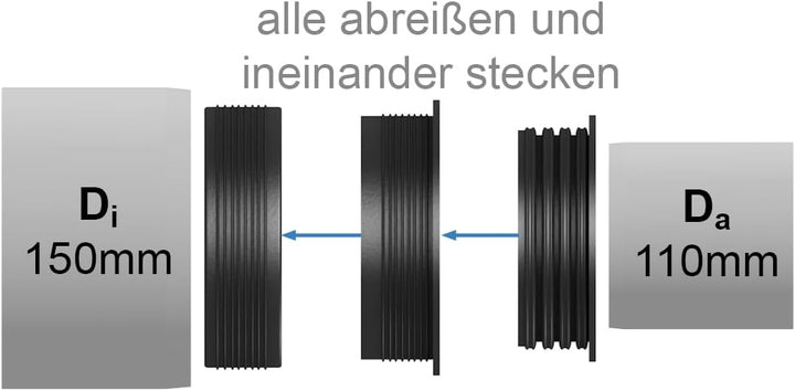 Crassus Kombiadapter CKA, TPE, 1 Stück, 150-125 / 110 mm, CRA10107 150|125 mm auf 125/110 mm, 150|12