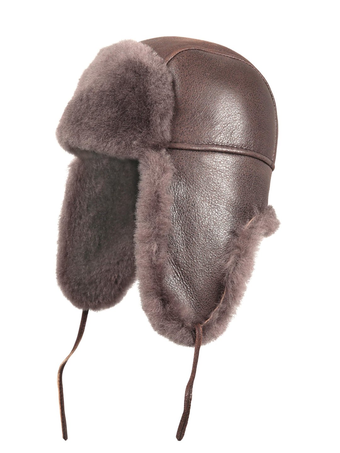 Unisex Fliegermütze aus Schafsleder, Russische Ushanka Trapper Winterfellmütze M Taupe, Braun, M Tau