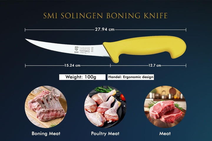 SMI Solingen Ausbeinmesser gebogen Flexibel 6 Zoll Fleischmesser Metzgermesser premium Qualität Deut