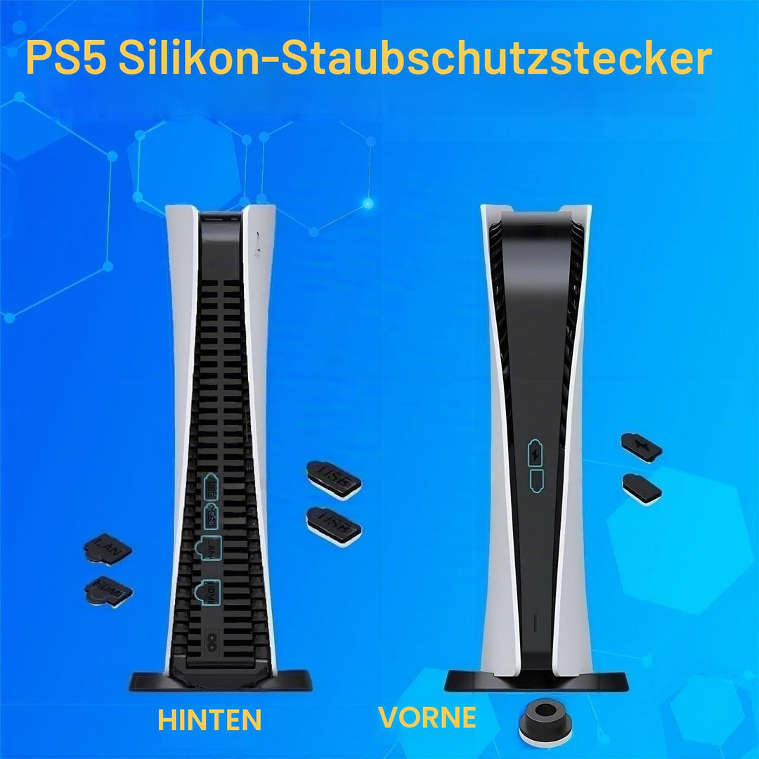 PS5 Staubschutz und Kühlung Kit, Premium Mesh Filtersystem mit Port Plugs, High Density Breathable D
