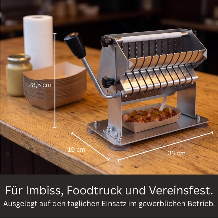 Currywurstschneider Edelstahl manuell, Wurstschneider für Gastro &amp; Imbiss