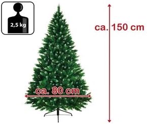BB Sport Christbaum Weihnachtsbaum 150 cm Mittelgrün-Puderzucker PVC Tannenbaum Künstlich Standfuss,
