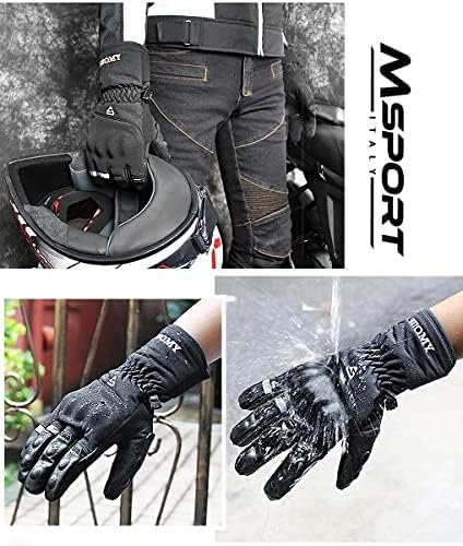 Motorrad Winterhandschuhe 100% wasserdichte Motorradhandschuhe rutschfeste Touchscreen Mod.2 Schwarz