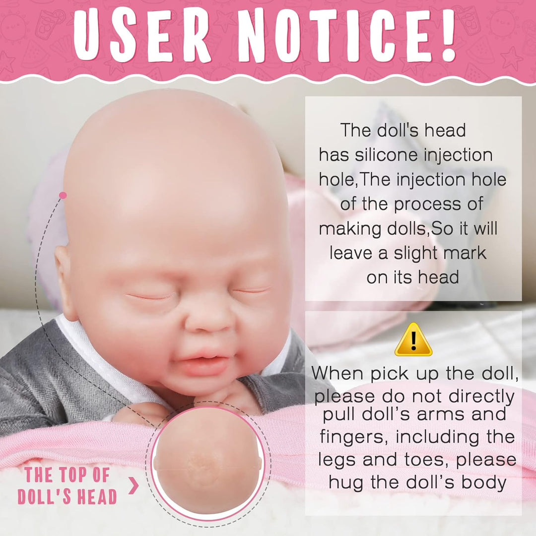 Vollence 36 cm Augen Geschlossen VollSilikon Baby Puppen, Nicht Vinyl Puppen, Kann Einen Schnuller N