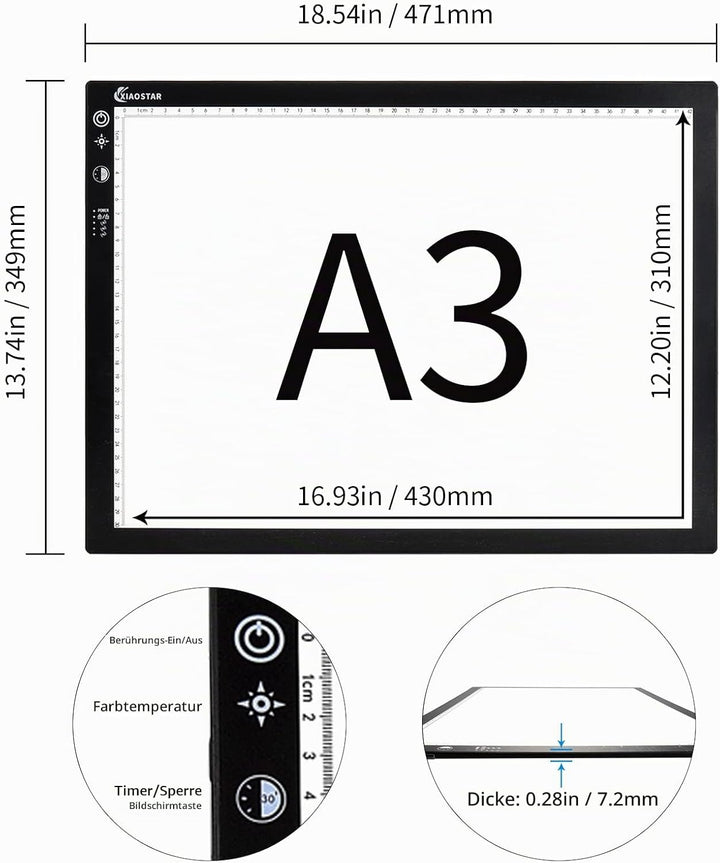 XIAOSTAR A3 Led Licht Pad Leuchttisch, Smart Tracing mit Sperrbildschirm und Timing-Set, einstellbar