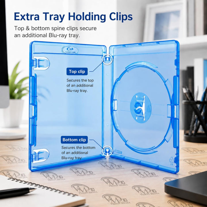 10 x Amaray Blu-Ray 14 mm Aufbewahrungsbox für eine einzelne (1) Disc mit Logo in Verpackung
