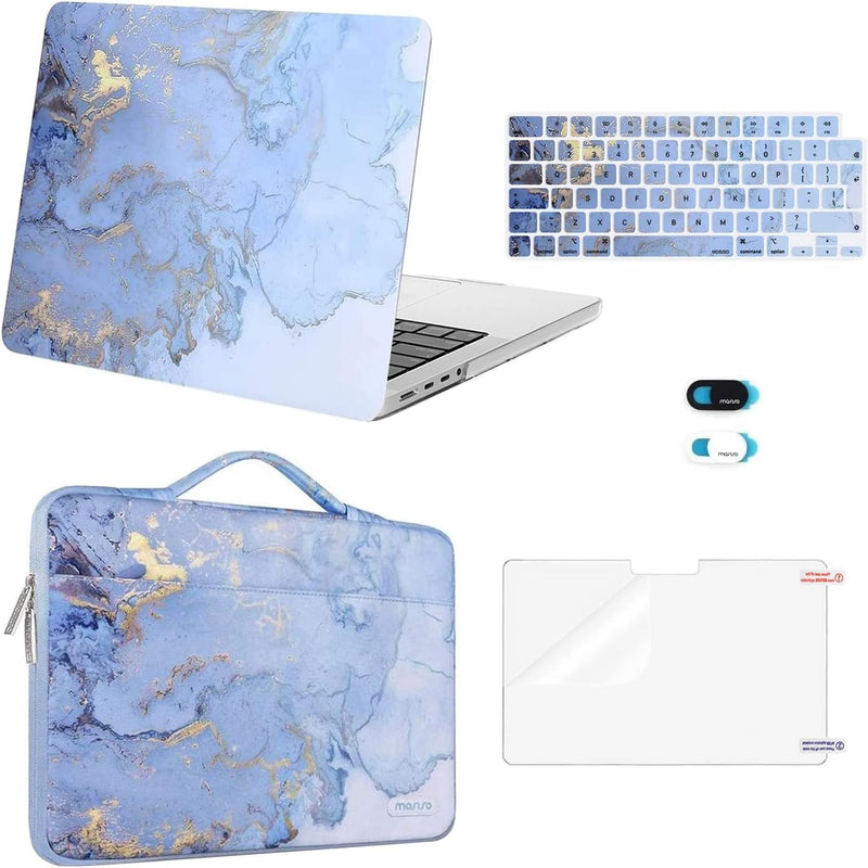 MOSISO Hülle Kompatibel mit MacBook Pro 14 Zoll 2023-2021 M3 M2 M1 Chip Pro Max,Plastik Aquarell Mar