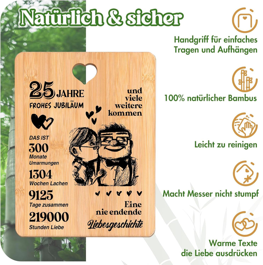 Silberhochzeit Geschenk, 25 Hochzeitstag Geschenk für Sie, Ihn, Freunde - Schneidebrett Geschenke zu