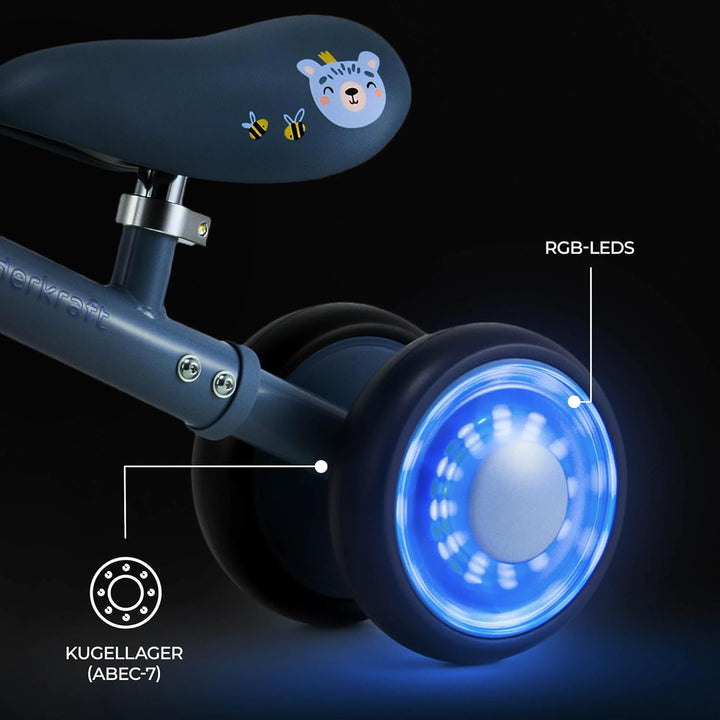 Kinderkraft Cutie Flash Laufrad, Lernlaufrad, Kinderlaufrad, Lauflernrad ohne Pedale, Räder mit LED-