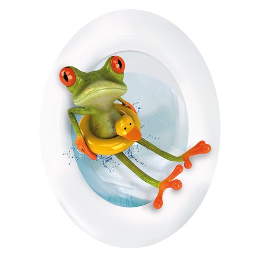 Frosch mit Rettungsring, WC Deckel Aufkleber Sticker, 30 x 40 cm
