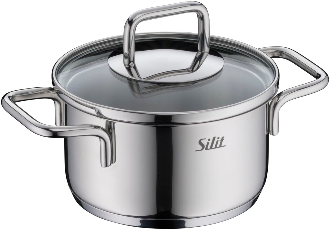 Silit Extra Cook Mini-Bratentopf 12 cm mit Glasdeckel, Innenskalierung, breiter Schüttrand, qualitat